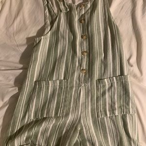 Tillys “White Fawn” Green White Romper